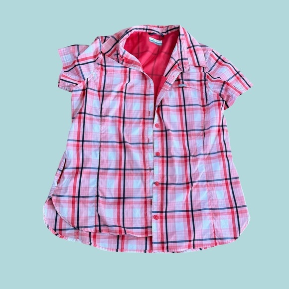 Columbia Pink and Black Plaid Button-Down Shirt - Picture 1 of 5